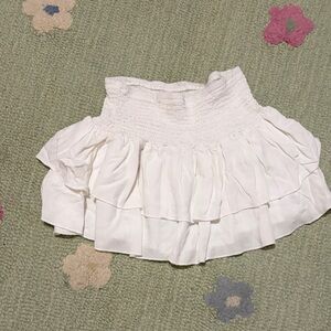 SHEIN Girls White Tiered Ruffle Smocked Waist Skirt
